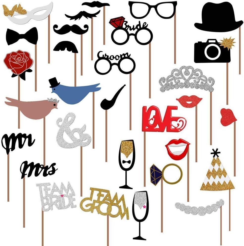Veewon Wedding Photo Booth Props Decorations PhotoBooth props Valentine's Day - Image 3