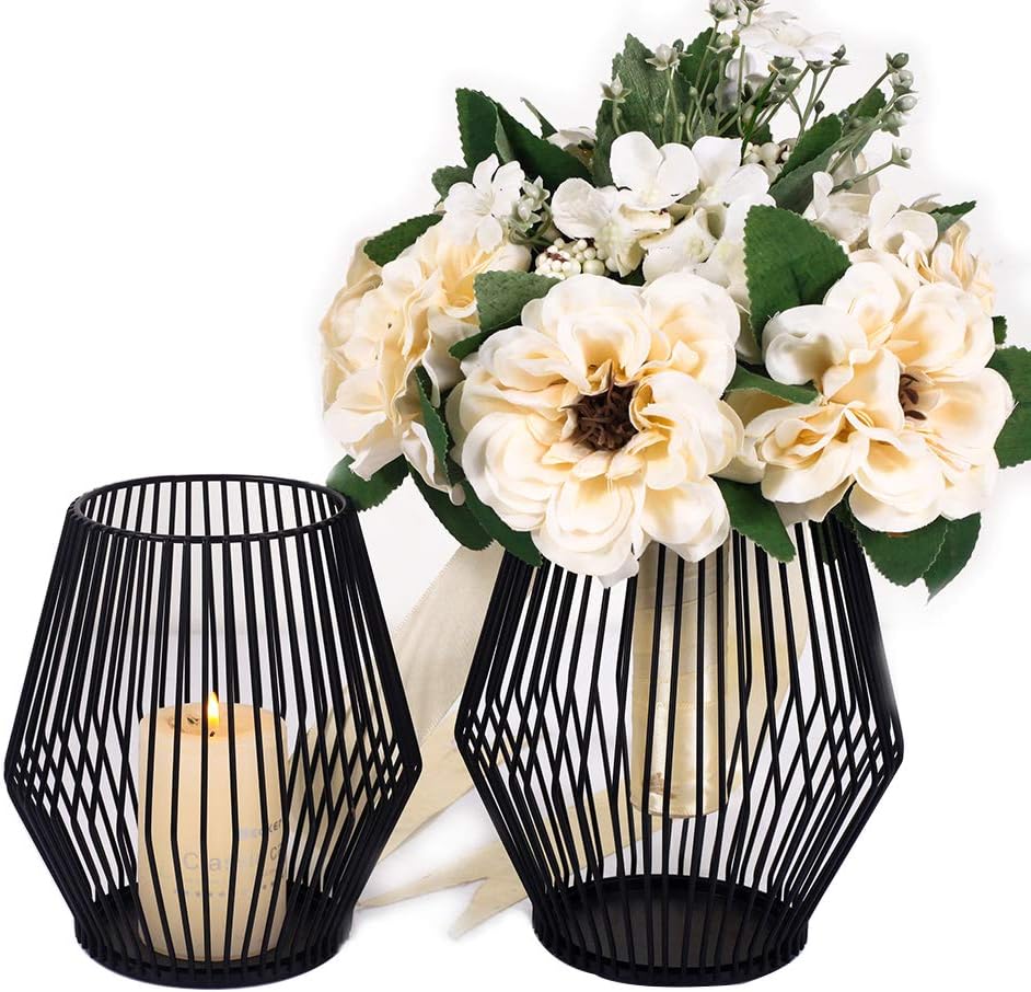HUANGXIN Retro Candle Holders 2 Pcs Cylindrical Metal Candle Stand for Pillar & LED Candle Festival Birthday Candlelight Dinner Decorative Candleholders Black… (2, s+l): Home & Kitchen