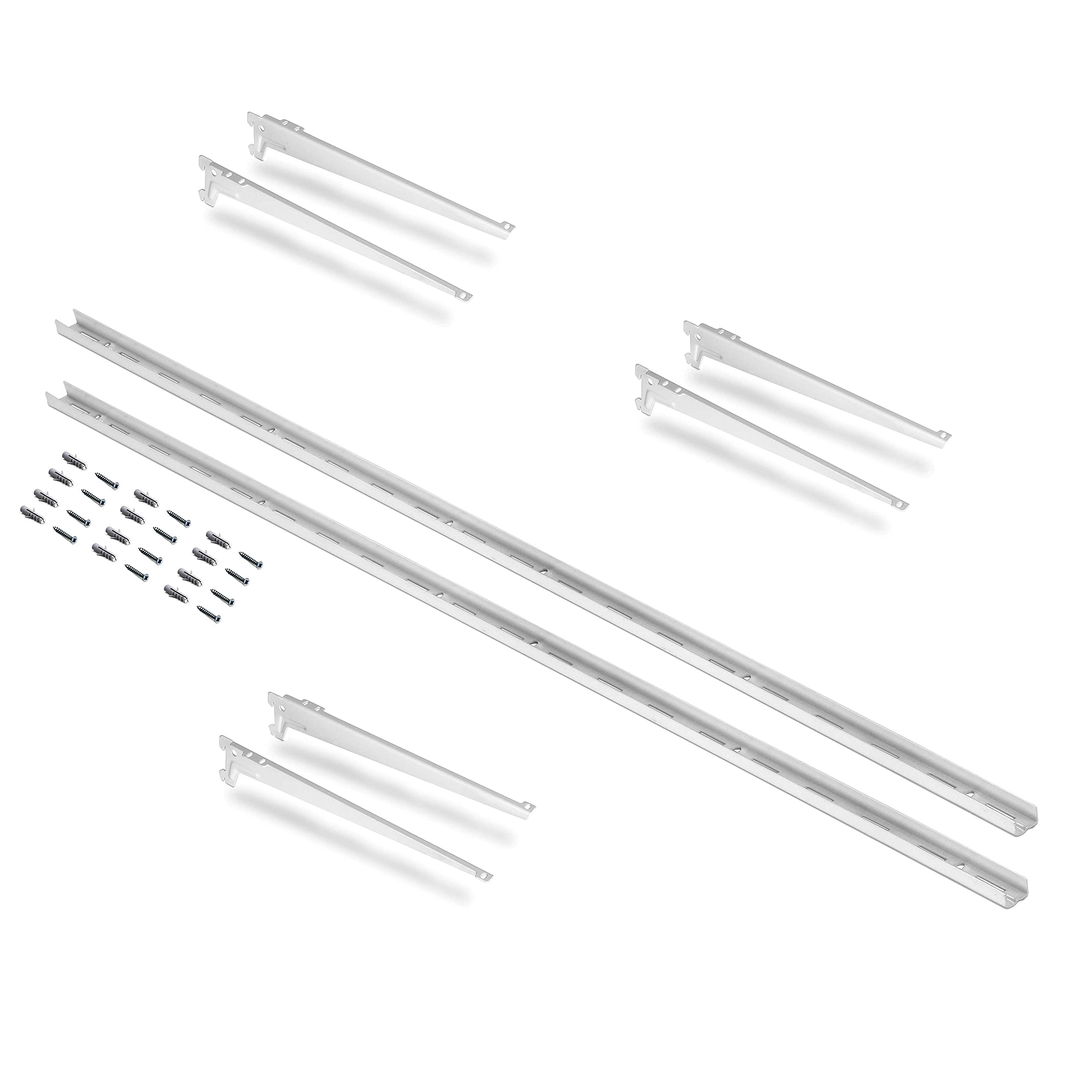Emuca - Wall fastening rails and Jagmet shelf supports, 9,05 inch (230), White painted, Steel