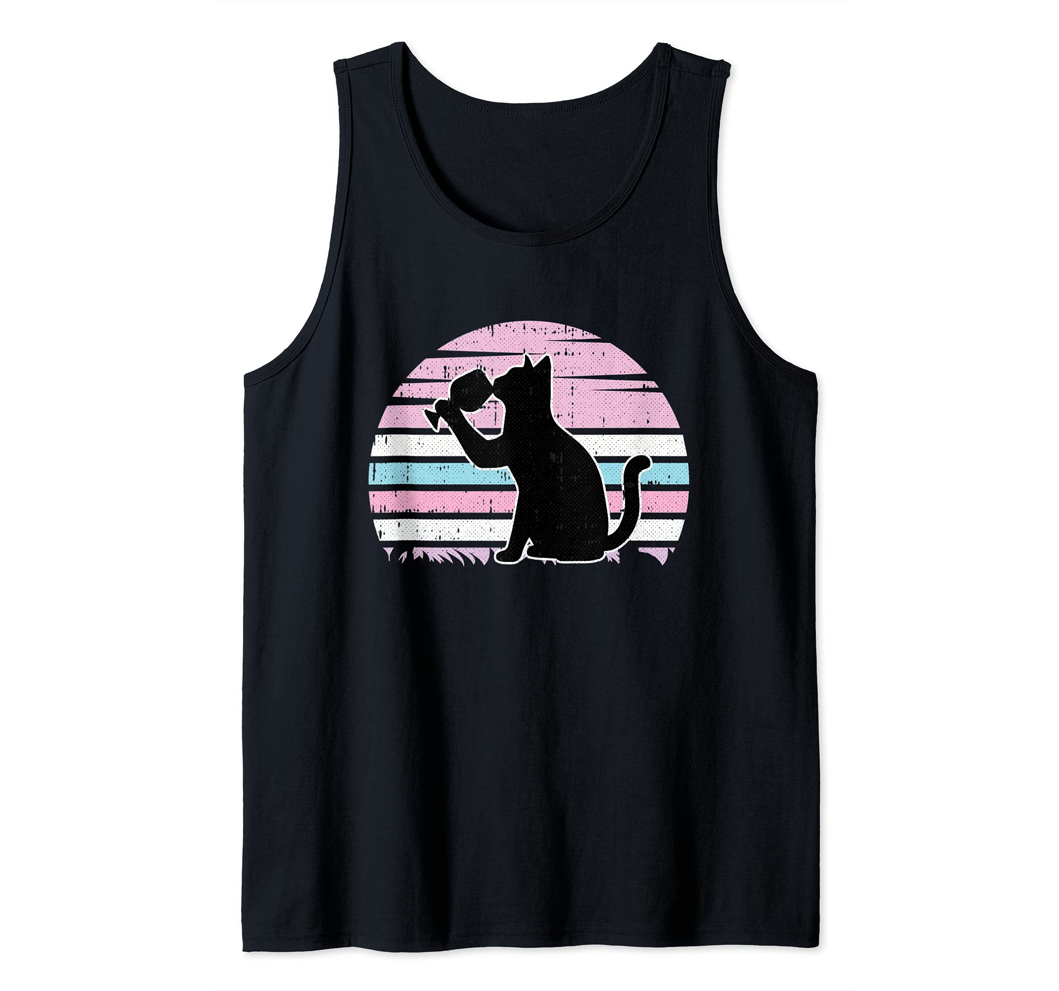 Cat And Wine Intersexual Pride Retro Drinking LGBT-Q Ally Tank Top