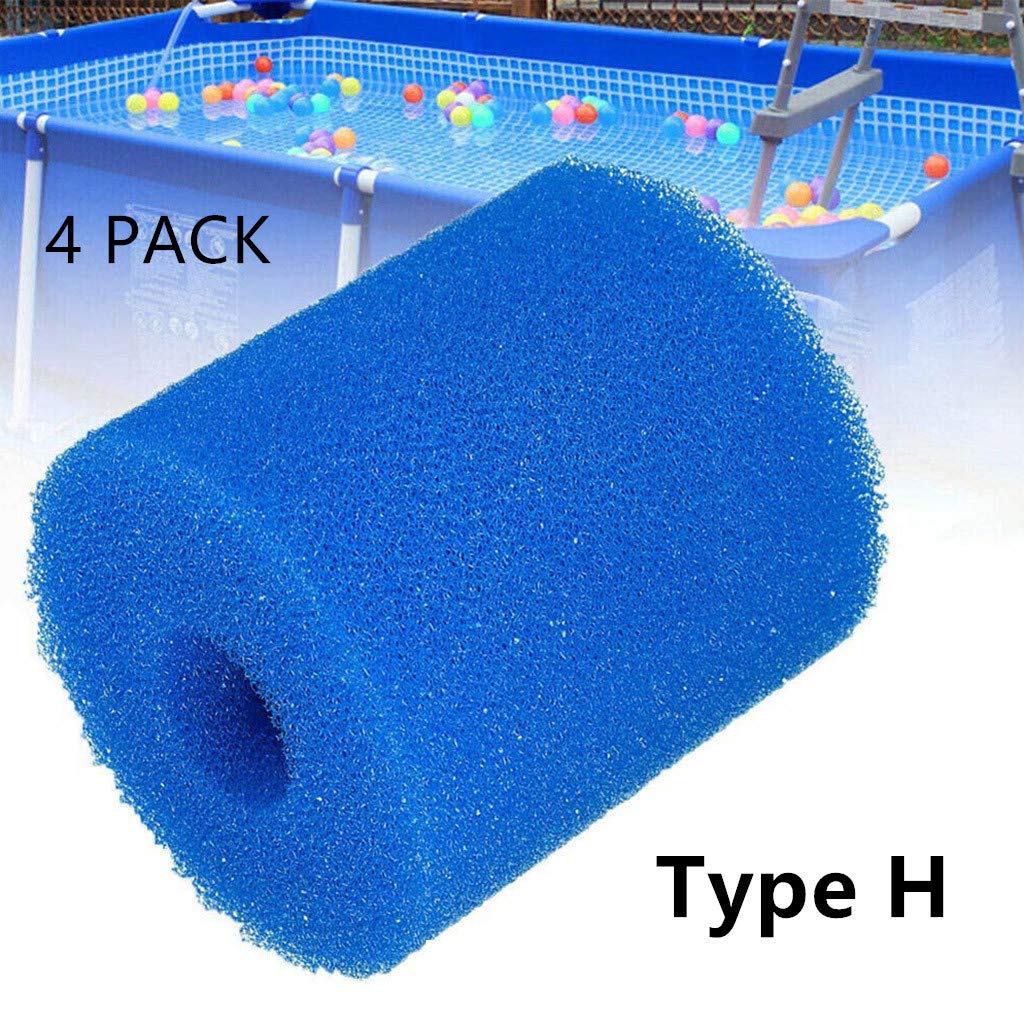 LZKUVFH Pool Filter Cartridge for Type H, PU Foam Sponge Filter Cleaner, Reusable Washable Filter Sponge Cleaner, Easy Set Pool Filter Cartridges for Above Ground Pools (4 PCS)