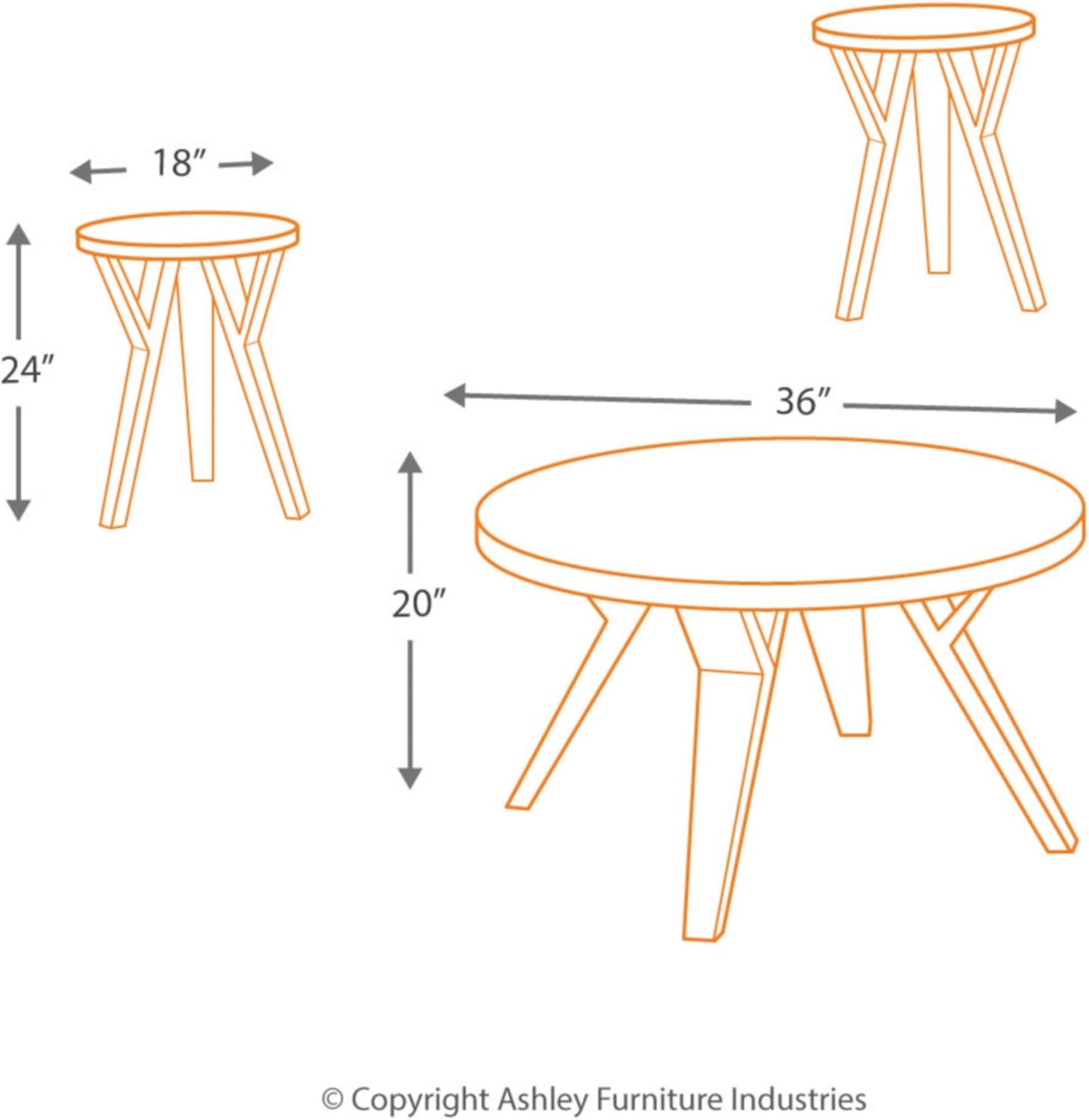 Signature Design by Ashley - Ingel Contemporary Table Set - Includes Coffee Table & 2 End Tables, Brown/Black: Furniture & Decor