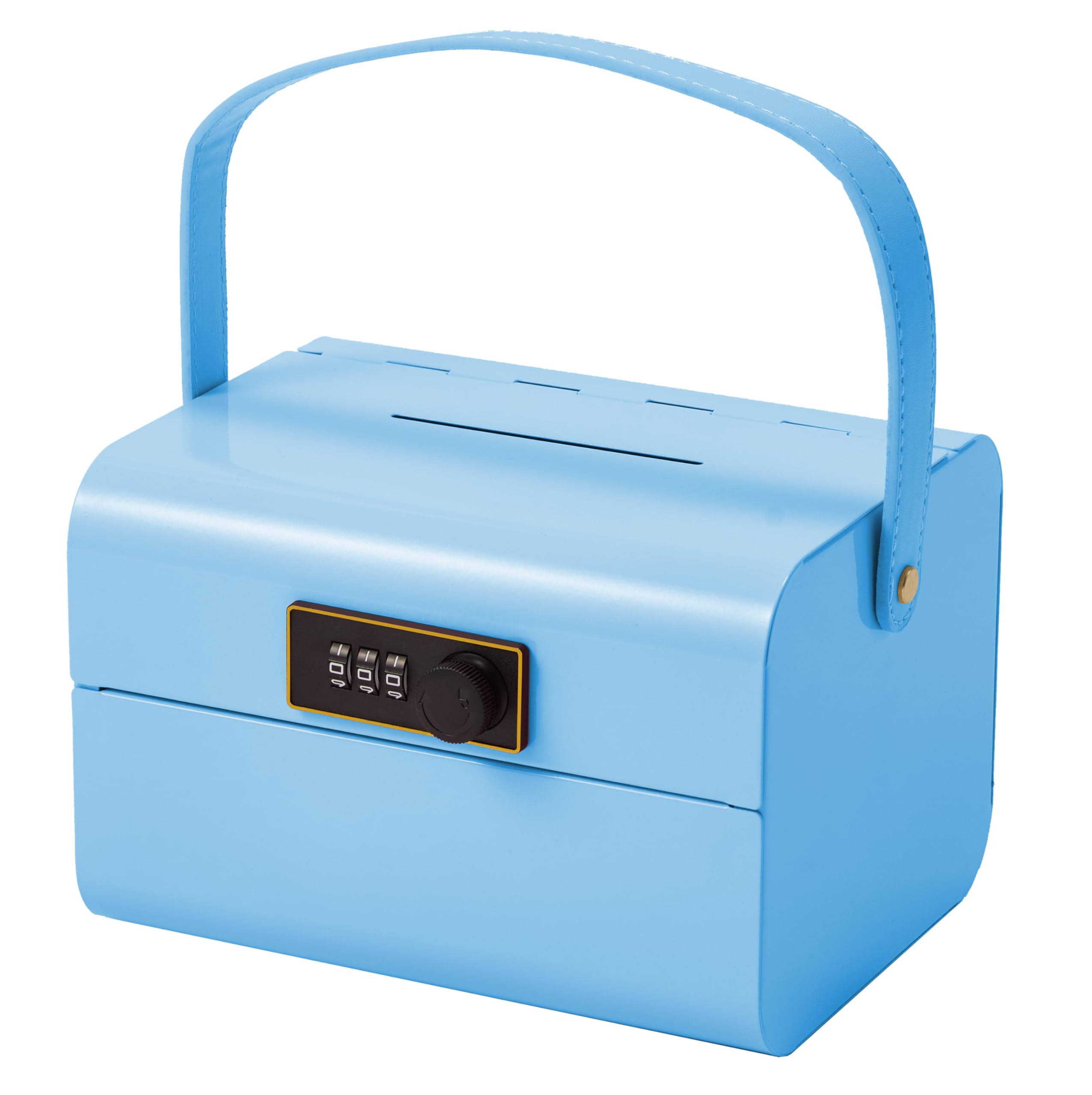 Photo 1 of SUMERUZ Mini Safebox with Lock - Money Safe and Cash Lock Box for Kids, Small Metal Security Safe for Cash, Jewelry and Valuables, Portable Storage Organizer (Blue)