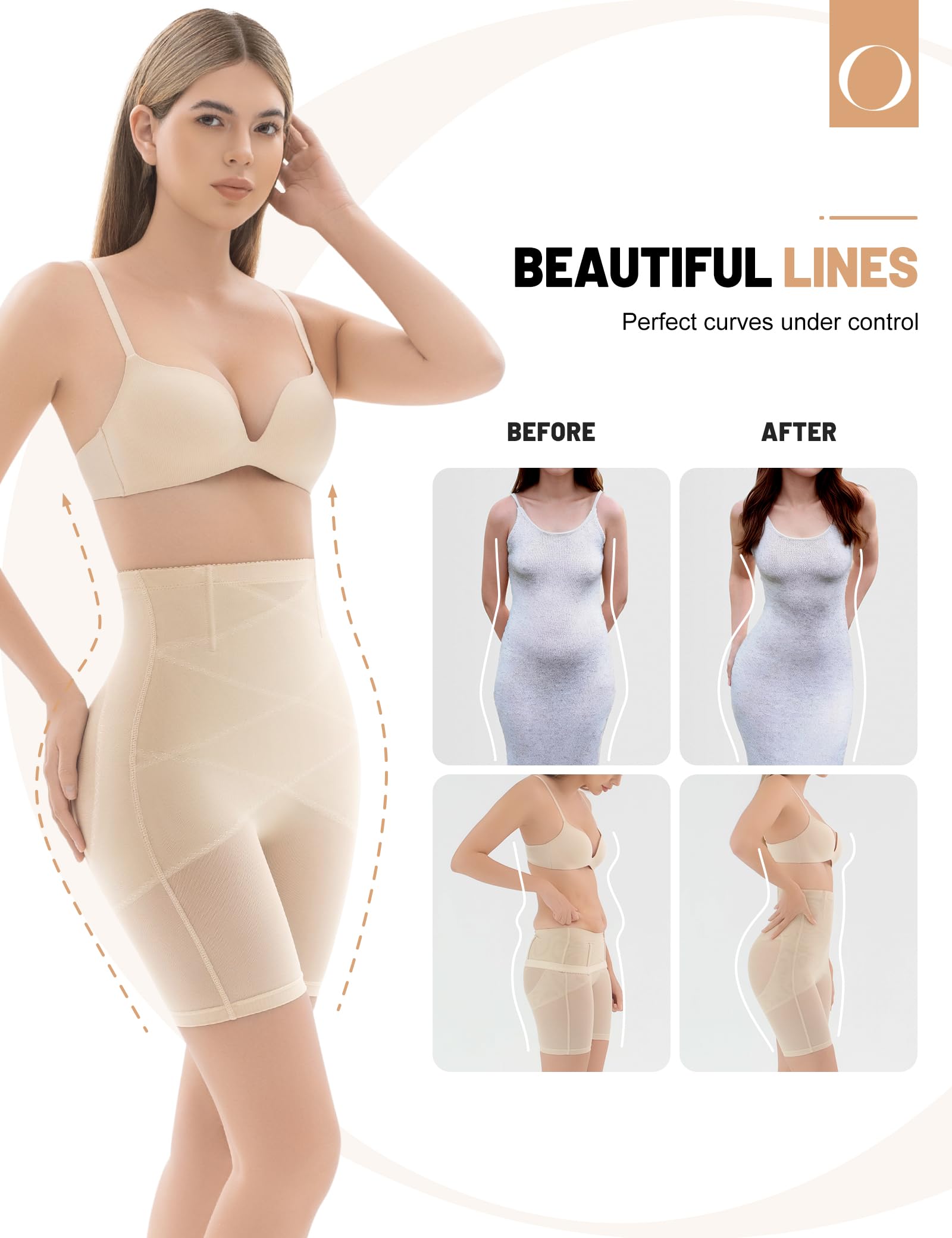 Shapewear for Women Tummy Control, Butt Lifting High Waisted Body Shaper Shorts Under Dresses Thigh Slimmer