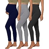 Sweetyweee 3 Pack Women's Maternity Lightweight Lounge Pants, Over The Belly Pregnancy Casual Pants Loose Soft Pajama Clothes