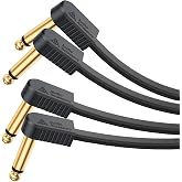 AA AUDIO ACCESSORY Kevlar Reinforced Guitar Patch Cables 18 Inch 2-Pack, Built-to-Last, Noise-Free Quad-Layer Shielded, Gold-Plated Flat Ribbon Guitar Pedal Cables for BOSS, MXR, EBS, Behringer Pedal