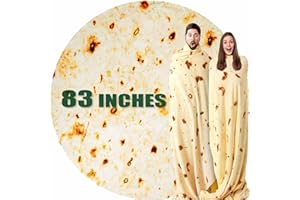 Acteb Burrito Tortilla Blanket Gift for Adult 83in, 300GSM Thickness Double Sided Print, Novelty Giant Soft Flannel Wrap Round Throw Blankets Home Decor Food Taco