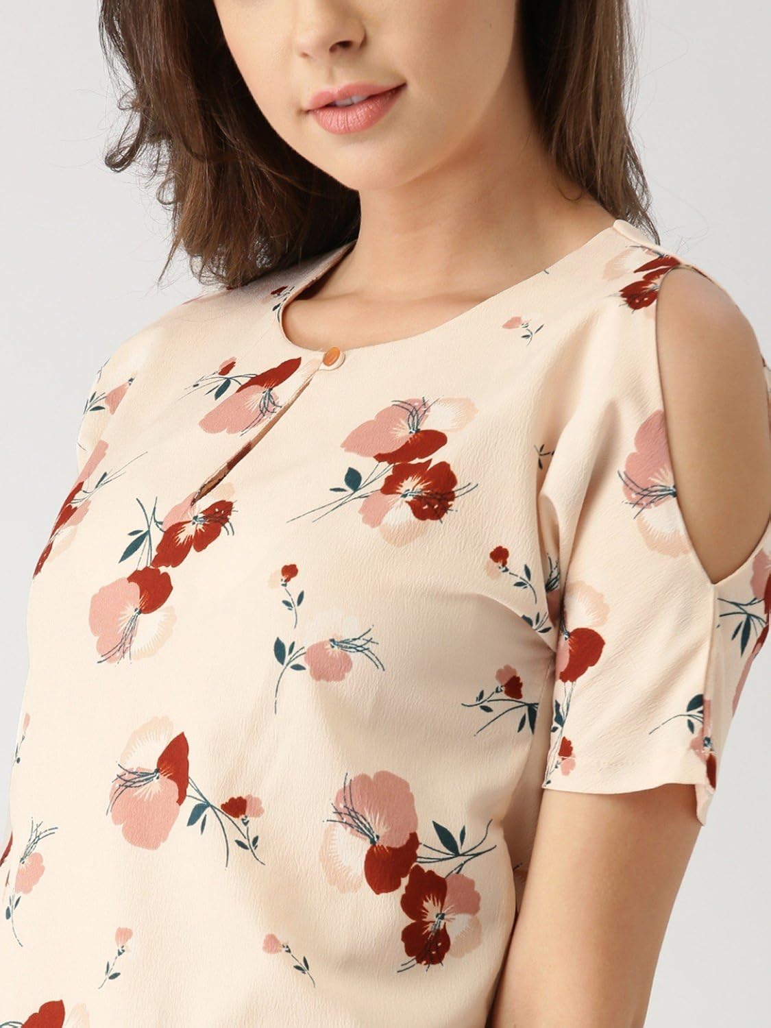 marie claire women's top (mc554--l, beige, large)