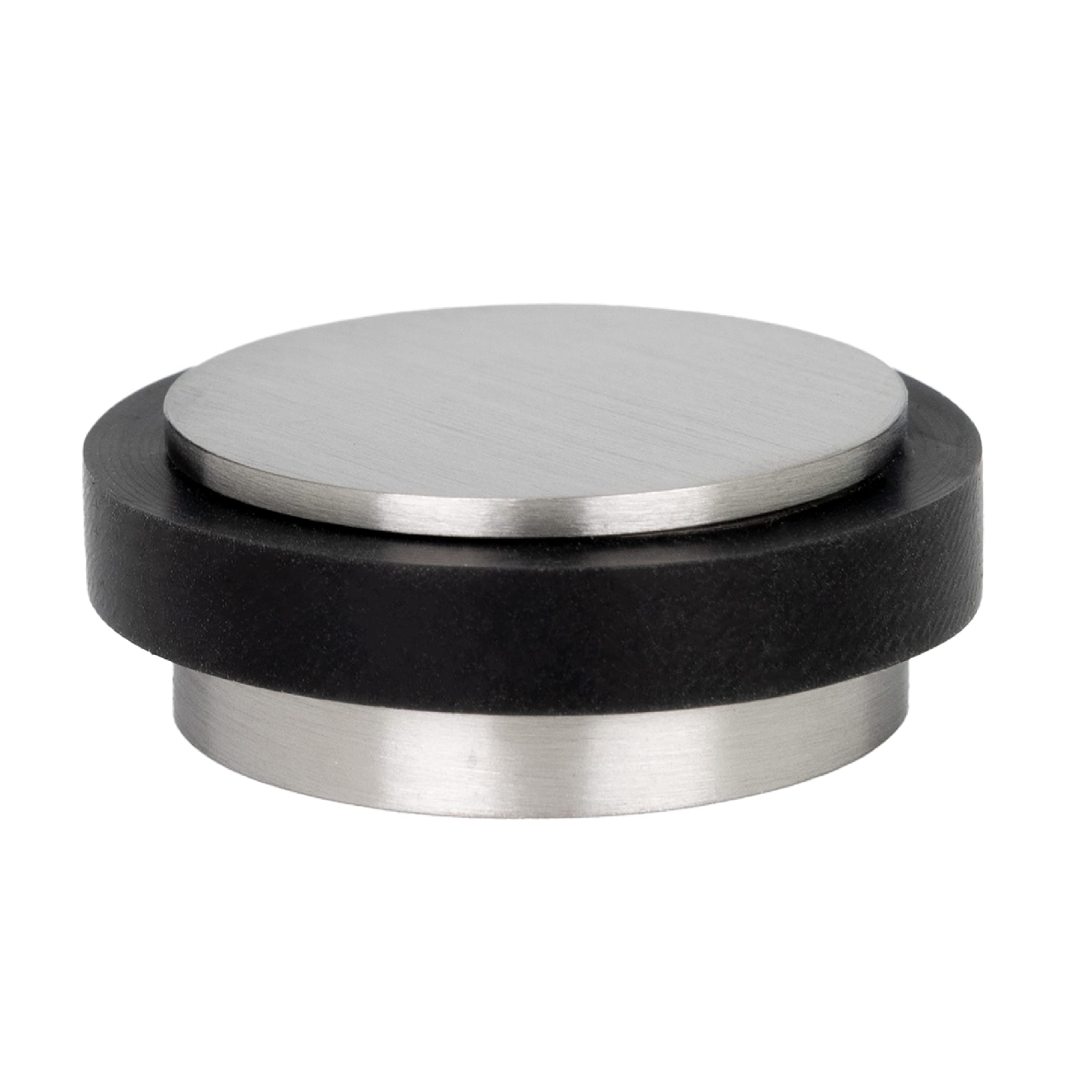 Adhesive Door Stop Made of Stainless Steel, White Rubber, Mini Size, Great Resistance (34x12mm, Black)