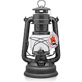 Feuerhand Outdoor Kerosene Fuel Lantern, German Made Weather Resistant Baby Special 276 Galvanized Hurricane Lamp for Camping or Patio, 10 Inches, Sparkling Iron Gray