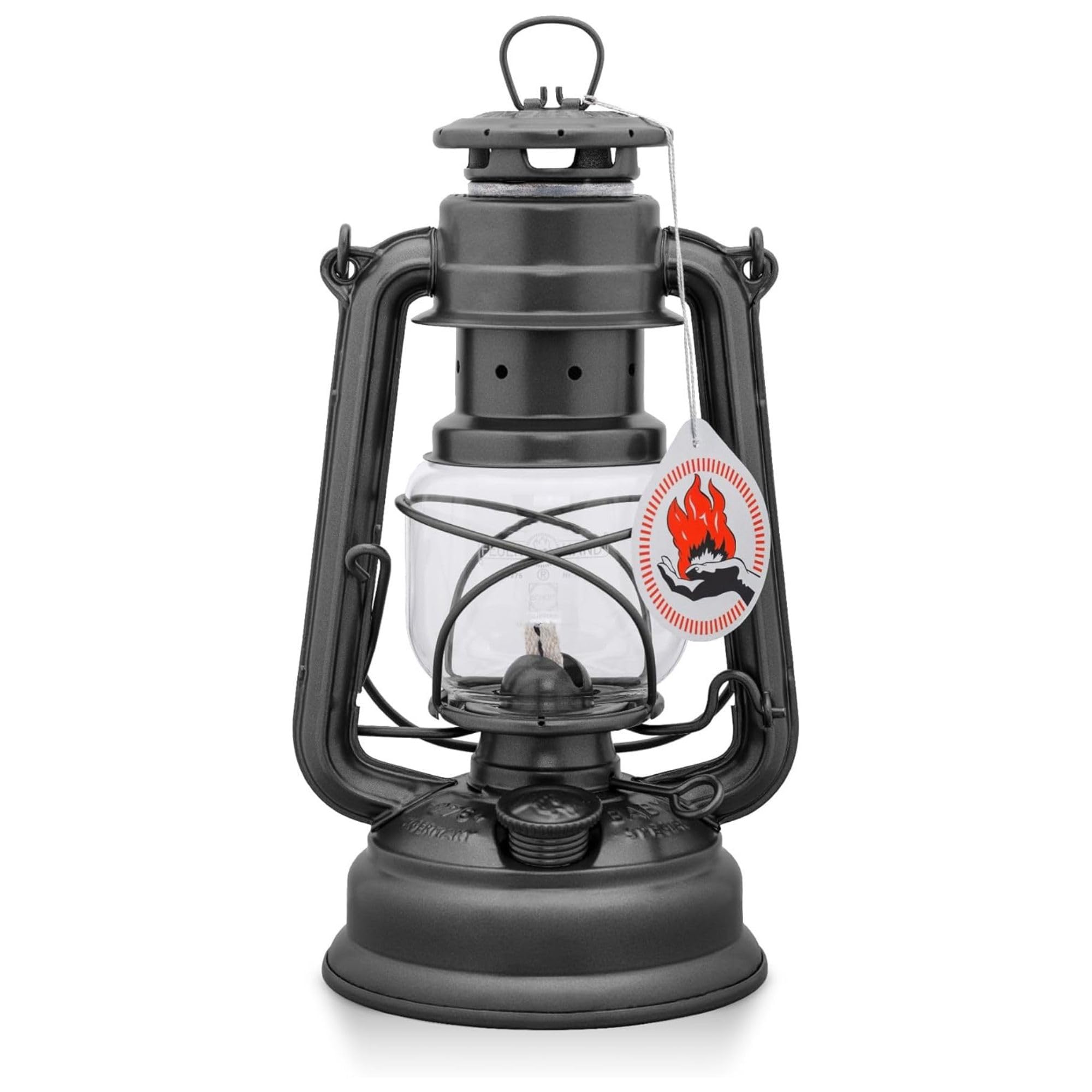 Feuerhand 276 Outdoor Hurricane Oil Lantern - German-Made Since 1893, Paraffin Lamp with Galvanized Steel, 300ml Tank, 20 Hour Burn Time, Safe for Hanging or Table Use, Kerosene Camping Light, Iron
