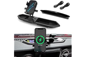 SUPERKRED Phone Mount for Jeep Accessories: Phone Holder for Jeep Gladiator Accessories & Jeep Wrangler JL Accessories JLU 2018 2019 2020 2021 2022 2023 with Wireless Charger for Jeep Wrangler Accessories