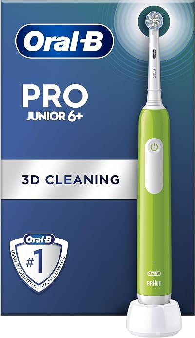 Oral-B Pro Junior Electric Toothbrush 6+ Green Handle 1 Head Designed by Braun