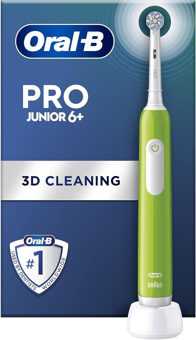 Oral-B Pro Junior Electric Toothbrush 6+ Green Handle 1 Head Designed by Braun