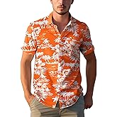 Yoimira Mens Hawaiian Shirts Short Sleeve,Print Mens Casual Button Down Floral Summer Beach Shirt