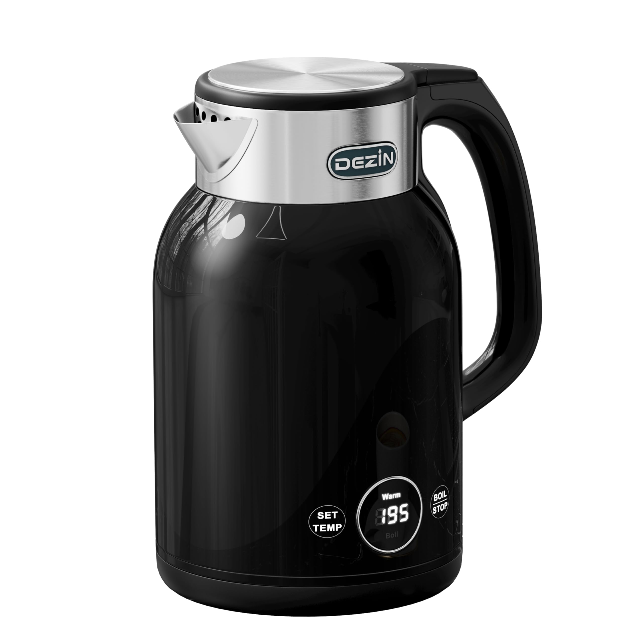 Photo 1 of DEZIN Electric Kettle Temperature Control, 1.7L Stainless Steel Electric Tea Kettle with LED Display, 1200W Rapid Boil, 12H Keep Warm, 9 Presets Modes Hot Water Boiler Heater for Tea, Coffee