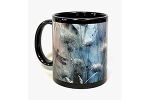 Dragonflies Ceramic Coffee Mug, Black, 325 ml 11 oz, Watercolour Nature Design