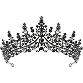 TOBATOBA Black Tiaras and Crowns for Women, Gothic Wedding Tiara, Black Swan Crown Gothic Halloween Costumes for Women Prom Cosplay Accessories