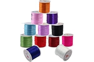 Hitefu 12 Rolls Elastic String Sets for Bracelet Making, 65 Yards Multicolor Stretch Cord for Beading & Jewelry Making