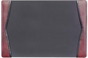 Dacasso Pad with Side Rails Luxury Leather Blotter for Writing-Executive Desk Surface Protector, 25.5" x 17.25", Burgundy
