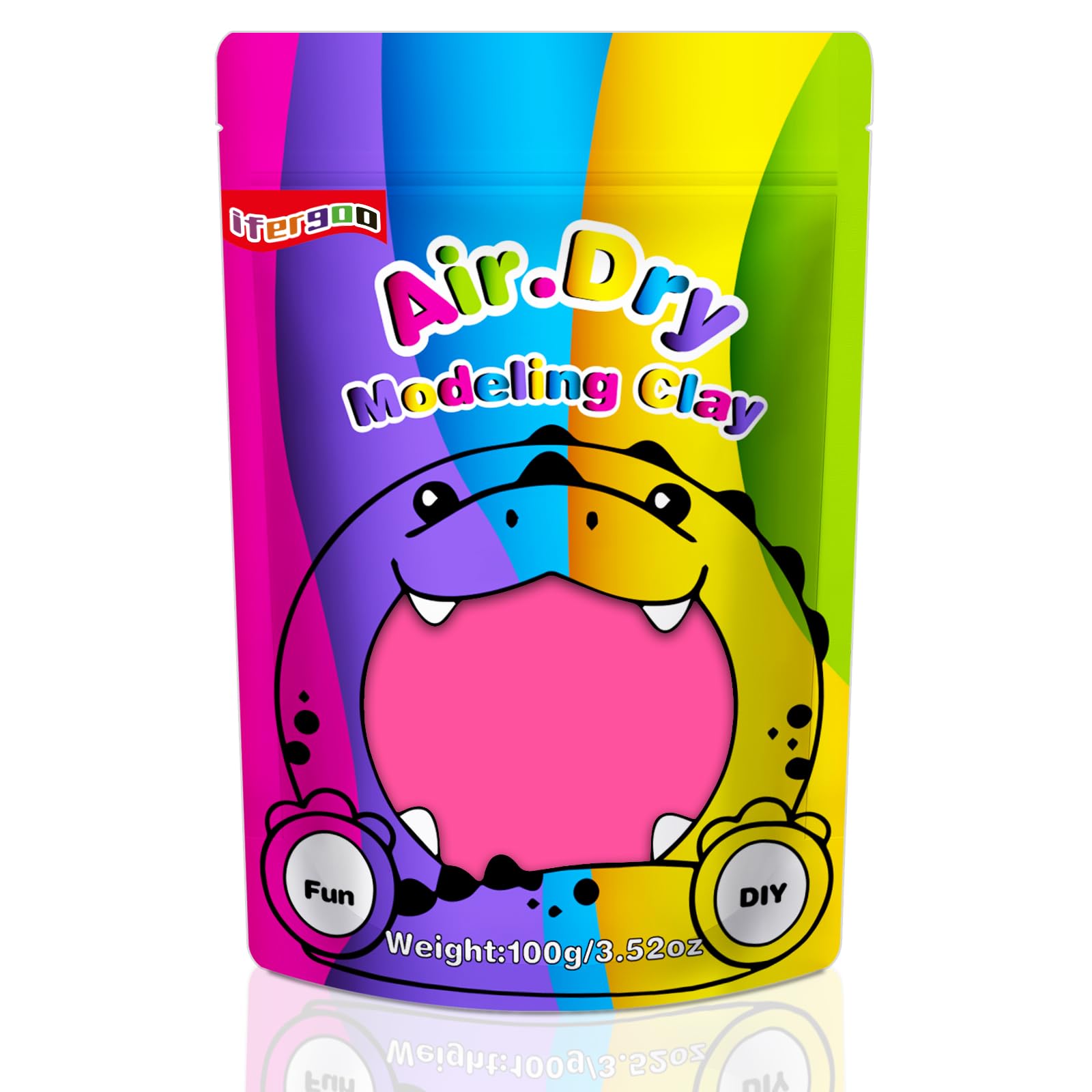 iFergoo Air Dry Clay, Ultra Light Modeling Clay, Magic Clay DIY Creative Modeling Dough, Kids Gifts for Girls Boys 3.52oz/100g (Pink Clay)