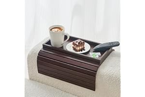 Sofa Arm Tray Bamboo Sofa Tray Table for Couch, Sofa Armrest Tray Table Anti-Slip Arm Table Clip On Tray Sofa Table, Couch Cu