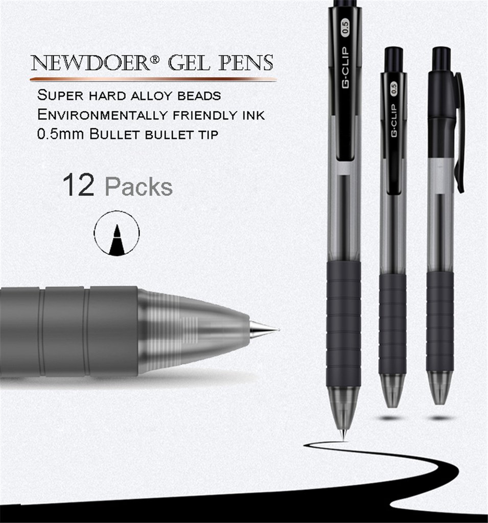 Suneducationgroup Com Business Office Industrial Pens Writing Instruments Womoxe Rollerball Gel Pens Fine 0 5mm Nib Tip Black Gel Ink Pens 12 Pack