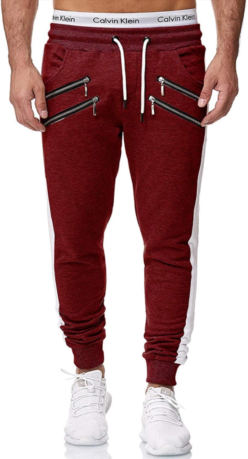 Men's Sweatpants Zipper Decoration Stretch Slim Fitness Training Pants