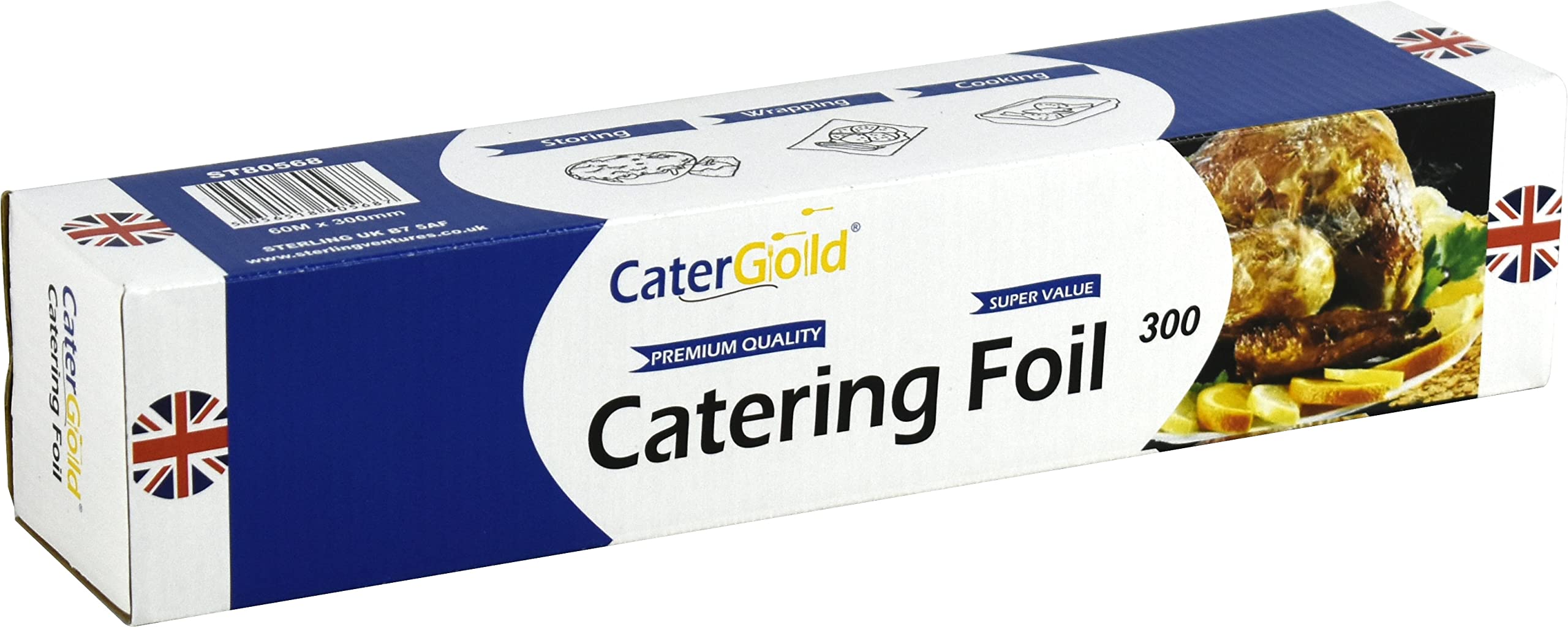 Sterling Ventures Premium Aluminium Catering Kitchen Wrapping Baking Tin Foil (60M x 30cm)