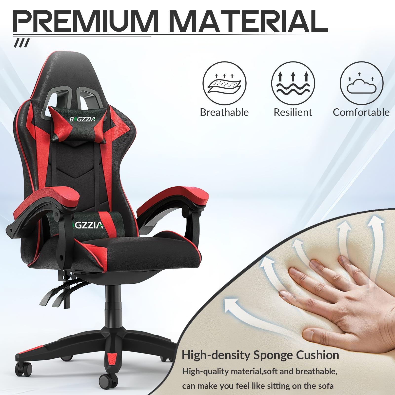 Racingreat Ergonomic Gaming Chair Uk - Detailed View Of Seat Cushion And Chair Adjustments