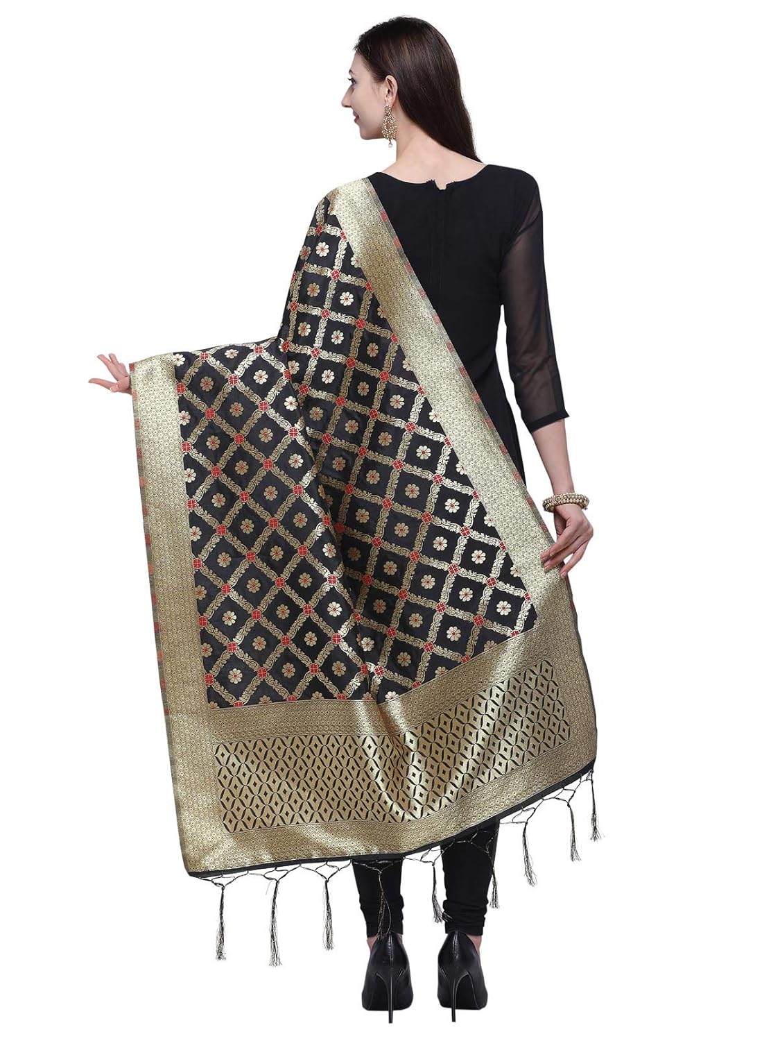 kanchnar silk dupatta with banrasi work