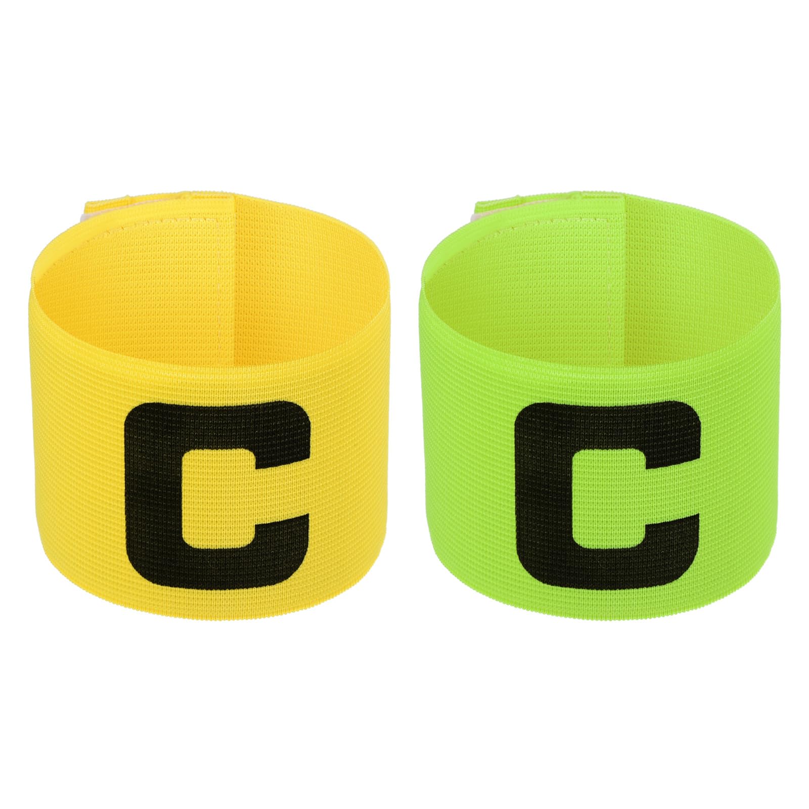 PATIKIL Captain's Armband, 2 in 1 Set Elastic Arm Band for Soccer Team Training, Yellow Green