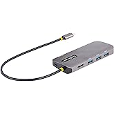 StarTech 6-in-1 USB-C Hub, 4K HDMI HDR10, 3X USB-A 5Gbps, GbE, 100W | USB 5Gbps hub, 100W laptop charging, Cable management, Shared USB-C power and USB 2.0 data, macOS iPadOS Linux ChromeOS