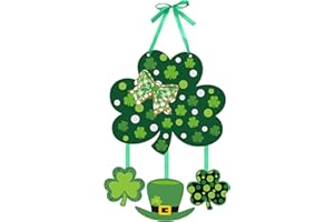 Jetec St Patrick's Day Door Sign Wall Decor Shamrock Clover Welcome Board Irish Green Door Hanging Decoration 3D Plastic Board Home Wall Decor for St Patrick's Day Decoration