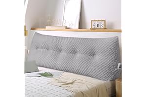 WUIOYNF Large Triangular Headboard Wedge Pillow Soft and Supportive Headboard Backrest Positioning Support Bolster Cushion, Bed Wedge Pillow with Removable Cover(Light Gray,Dorm,24x8x20inch)