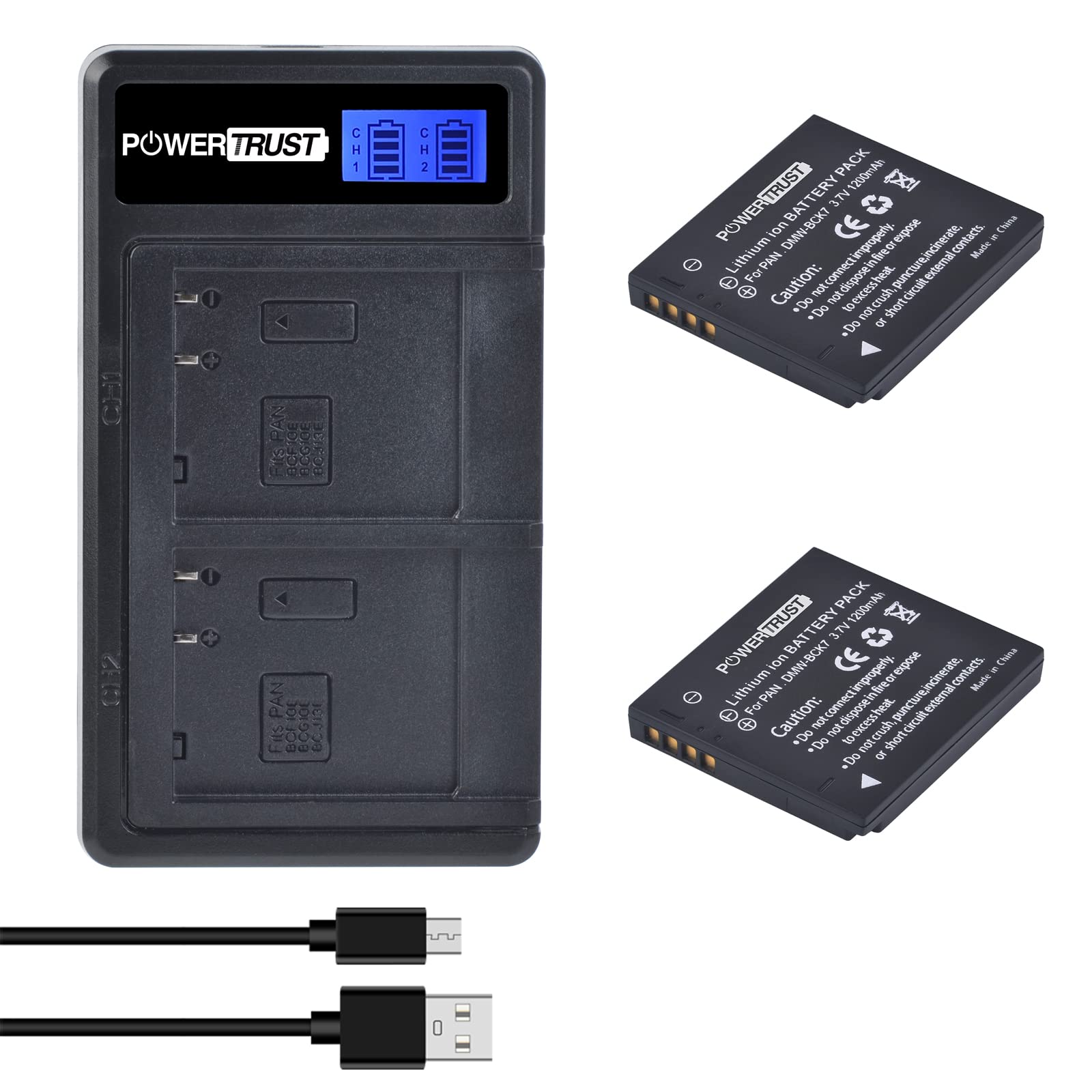 Photo 1 of PowerTrust 2Pack DMW-BCK7 Battery and Charger for Panasonic DMW-BCK7 DMW-BCK7PP DMW-BCK7E NCA-YN101G and Panasonic Lumix DMC-FP5 DMC-FP7 DMC-FH2 DMC-FH5 DMC-FH24 DMC-FH25 DMC-FH27