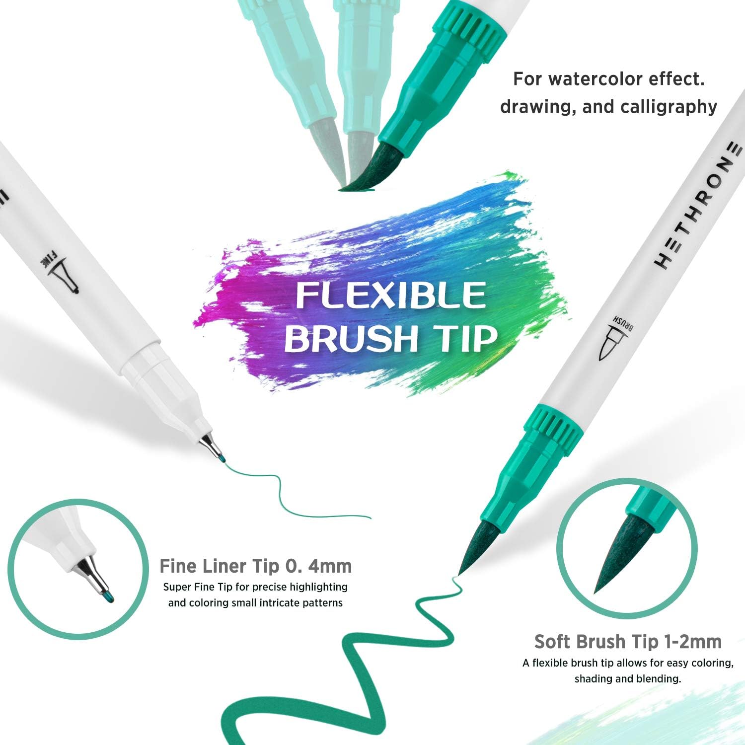 Hethrone Colouring Pens for Adults – 100 Colors Dual Tip Brush