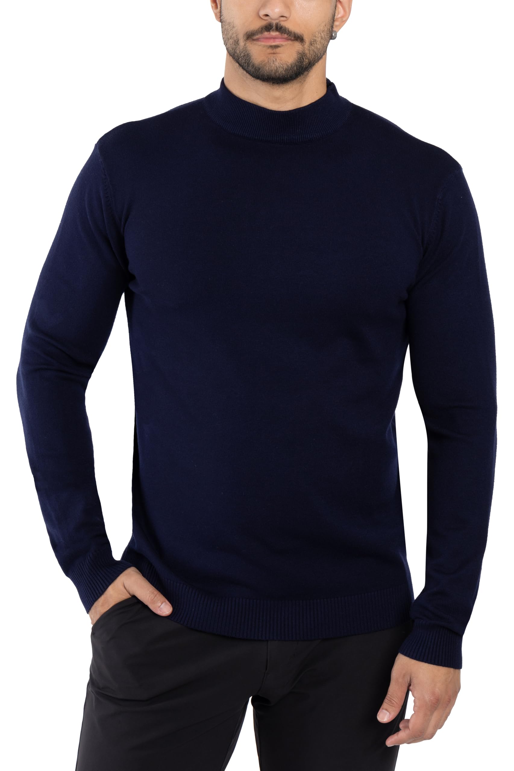X RAY Mens Mock Neck Sweater, Soft Slim Fit Pullover Top, Basic Mock Neck Sweater for Men, Navy, XX-Large Image