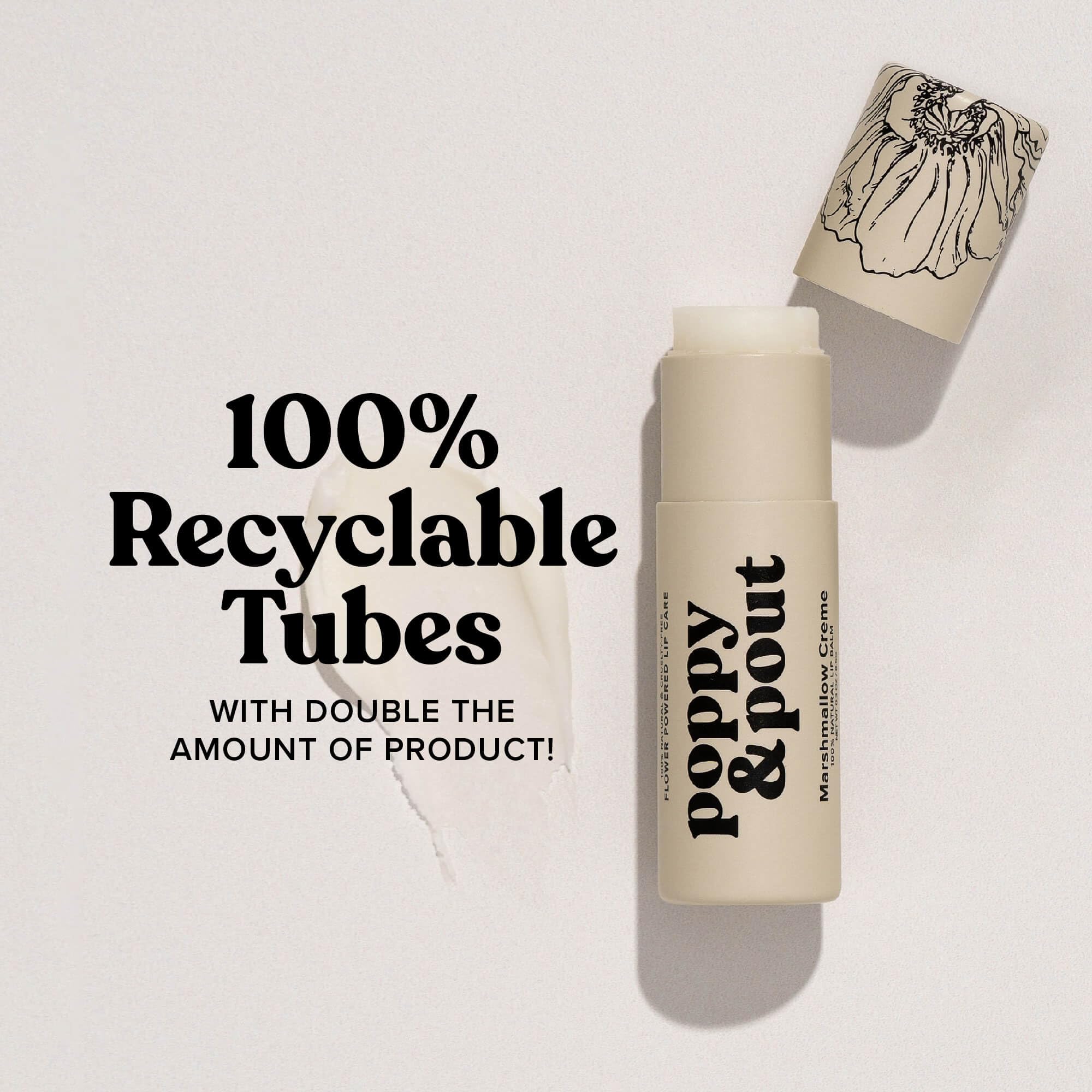 Poppy & Pout Marshmallow Creme Jumbo Lip Balm | All Natural Lip Balms & Moisturizers | Hydrates with Beeswax, Vitamin E, Organic Coconut Oil | Cruelty-Free | Lip Balm in Recyclable Cardboard Tube
