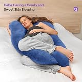 Nuliie Pregnancy Pillow U Shaped Full Body Maternity Support Navy Velvet Cover view 4