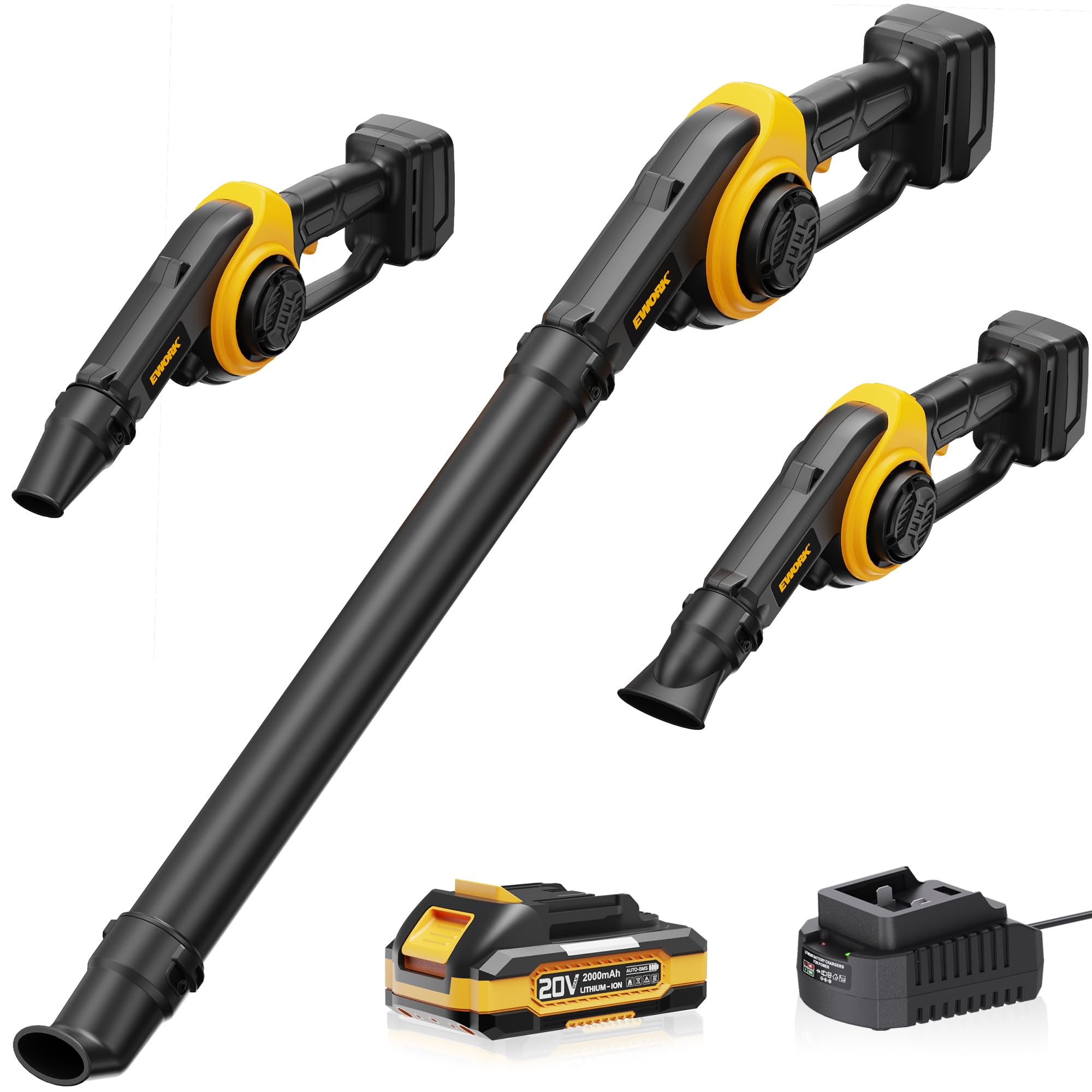 Photo 1 of **FOR PARTS/WON'T STAY CHARGED** EWORK Small Leaf Blower Cordless 20V 200MPH Lightweight Electric Leaf Blower with Battery and Fast Charger, Mini Battery Powered Compact Leaf Blowers for Lawn Care, Leaves, Jobsite, Patio Cleaning