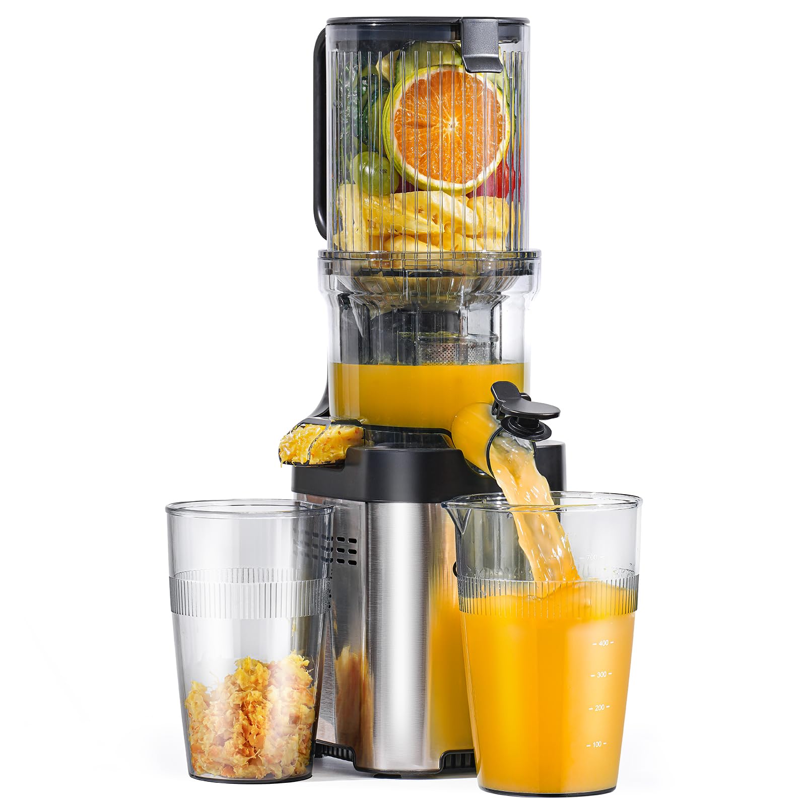 Cold press Juicer Machines with 4.6" Extra Self-Feeding for Whole Vegetable & Fruit, Juice Extractor with Large Auger & Double Strainers, Easy to Clean, High Juice Yield Image