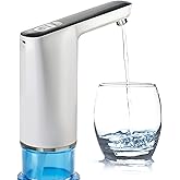 HotFrost Electric Water Pump for 5 Gallon Jug – USB Charging Drinking Dispenser - Low Noise – BPA-Free Food-Grade Materials, Chrome-Plated Spout, 1 Cup Option, Pours 4 to 5 Jugs Per Charge