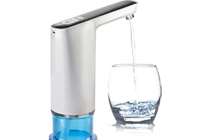 HotFrost Electric Water Pump for 5 Gallon Jug – USB Charging Drinking Dispenser - Low Noise – BPA-Free Food-Grade Materials, Chrome-Plated Spout, 1 Cup Option, Pours 4 to 5 Jugs Per Charge
