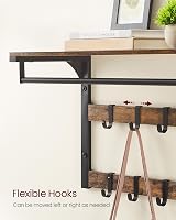 VASAGLE Wall-Mounted Coat Rack Shelf 10 Removable Hooks Rustic Brown Black view 7
