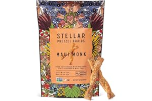 LUXPRODX Stellar Snacks Maui Monk/Bold & Herby/Simply Stellar Pretzel Braids, 12 OZ Large Bag - Vegan, Kosher, Non-GMO Rods, Twists, Sticks (1 PACK, maui monk)