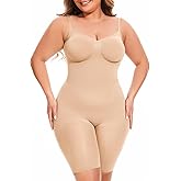 Atbuty Mid Thigh Bodysuit, Full Body Shapewear Short Torso for Women Tummy Control Petite Body Shaper