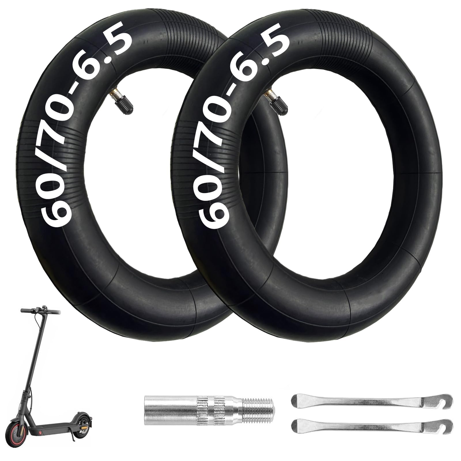 Photo 1 of 60/70-6.5 Inner Tube Scooter Tires, Electric Scooter 10 inch Tires 10x2.125 [Thickened] [Valve Extension] [Tire Levers] [Straight Vavle] (2 Pack)