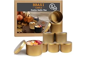 BBAXI 4oz Gold Candle Tins 24Pcs,Empty Candle Jars for Making Candles, DIY Candle Containers,Round Metal Tins with Lids for Candle Making