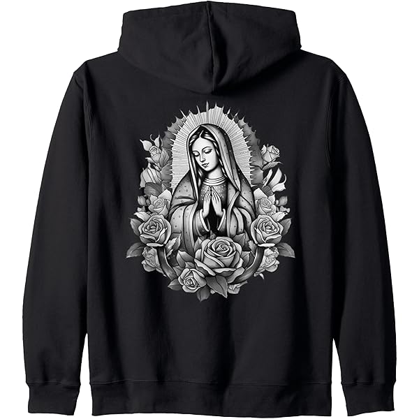 Amazon.com: Virgen- Saint Mary Lover Zip Hoodie : Clothing